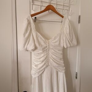 Elegant White Ruched Dress